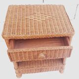 Wicker and rattan bedside table