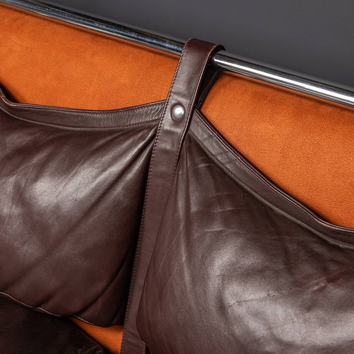 A 20thc italian brown leather sofa by gae aulenti for poltronova c.1962