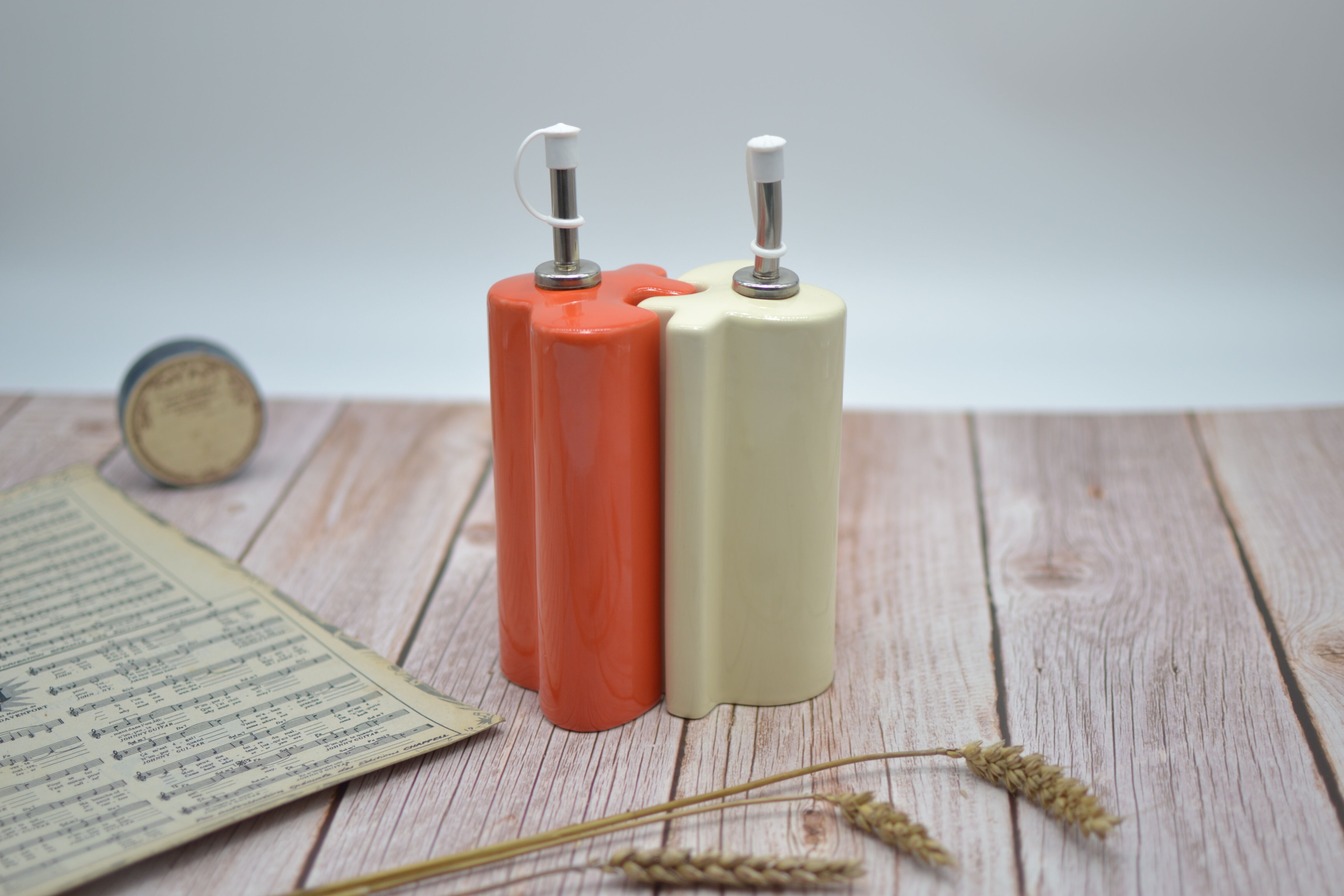 Duo of bottles oil and vinegar Amadeus interlocking