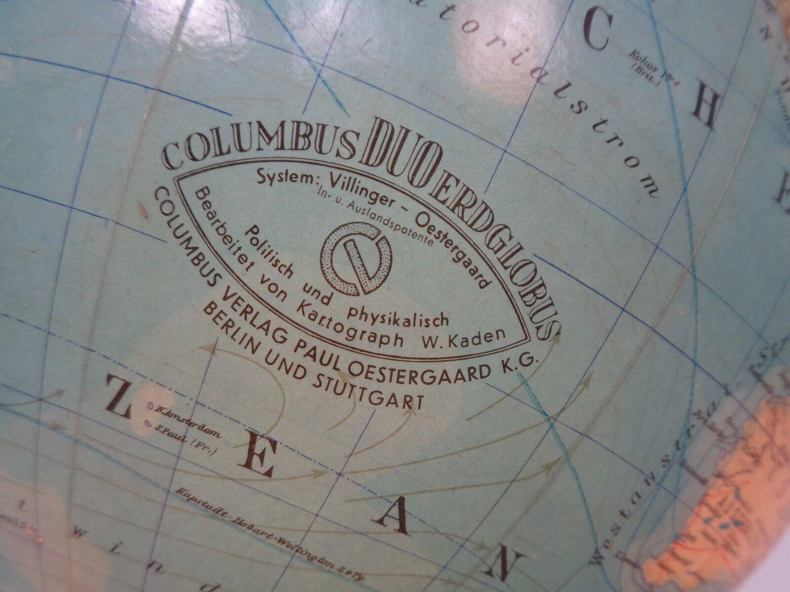 Vintage Illuminated Duo Glass Globe by Paul Oestergaard for Columbus, Germany, 1950s