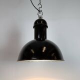 Black Enamel Industrial Pendant Lamp from AEG, 1930s