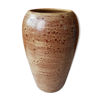 Ancien vase céramique marron beige années 70 vintage