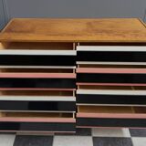 Pink Triple front Jiri Jiroutek sideboard for Interier Praha 1960s