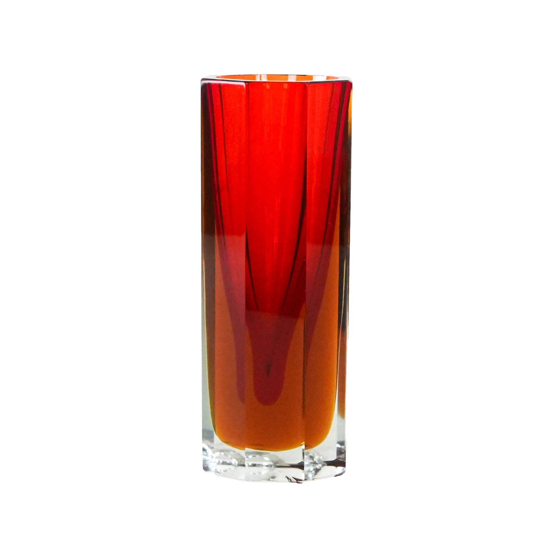 Red glass vase, Czech design, 1960s, made in the Czech Republic