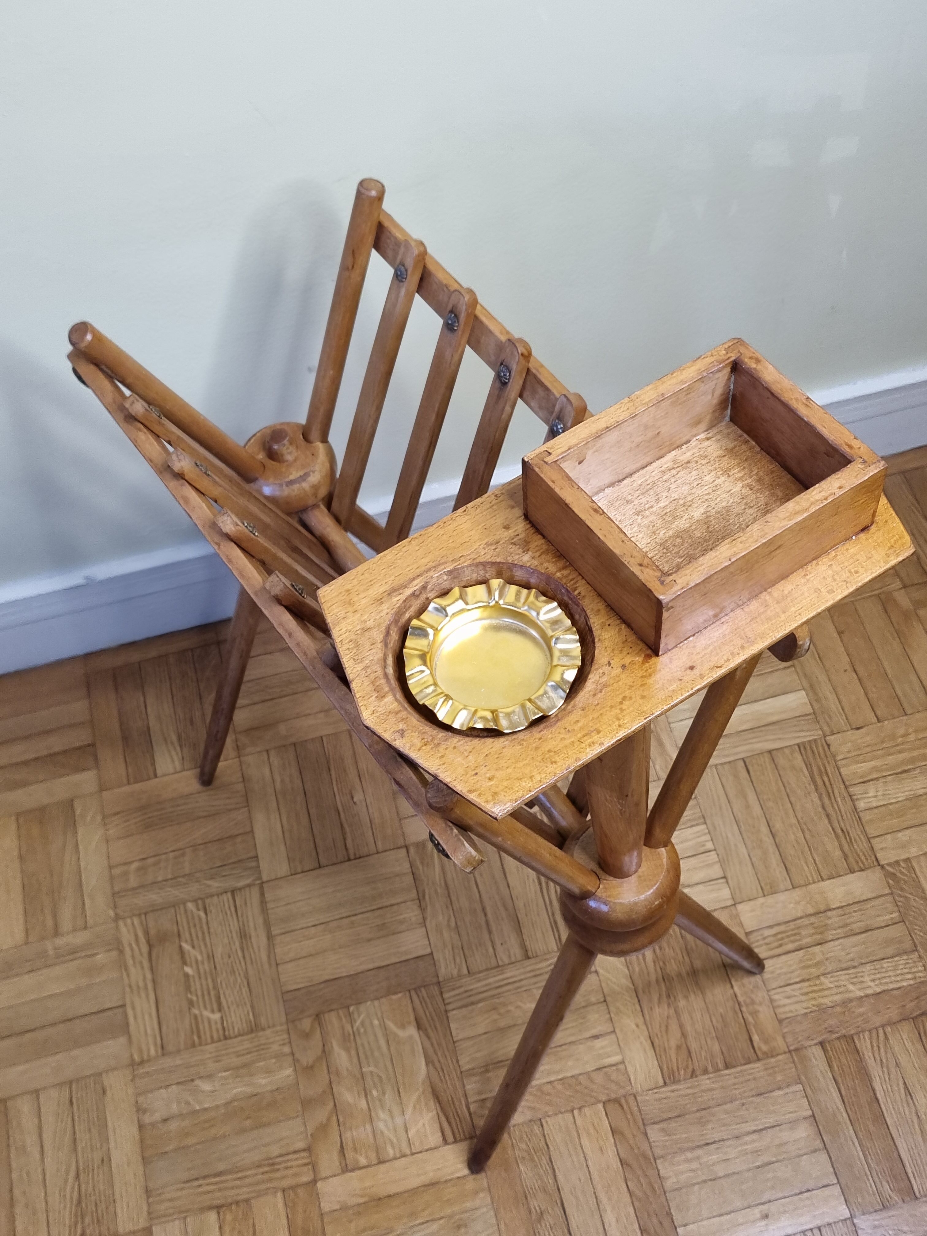 Magazine door and empty wooden pocket, vintage