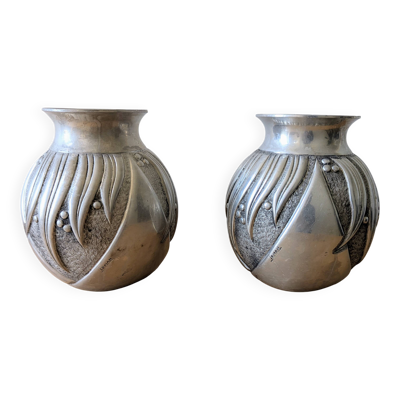 Paire de vases irman en aliométal design français 1950