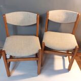 Pair of modernist chairs in solid elm 1970