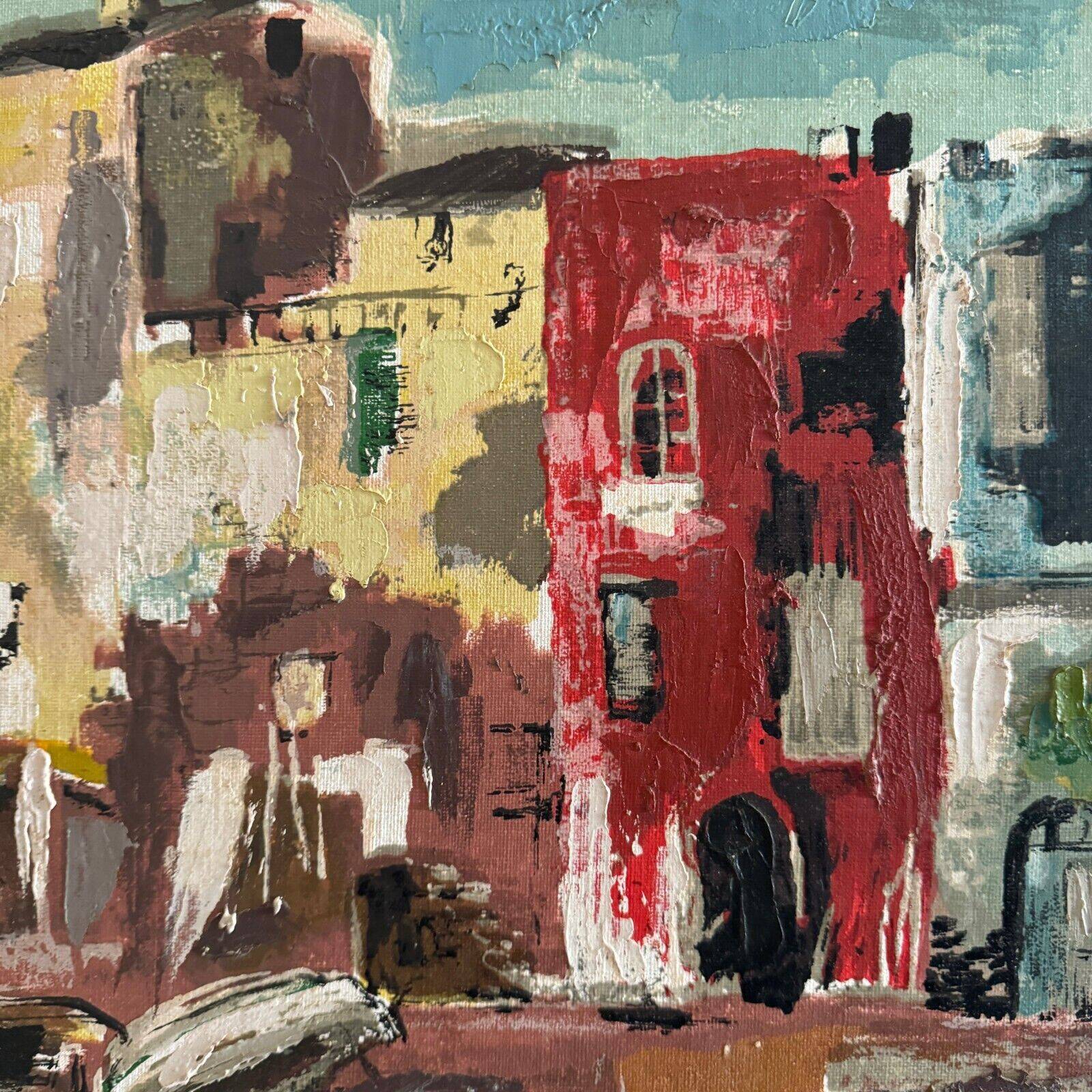 Oil on panel representing a fishing port by S. Margarit 20th century