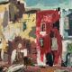 Oil on panel representing a fishing port by S. Margarit 20th century