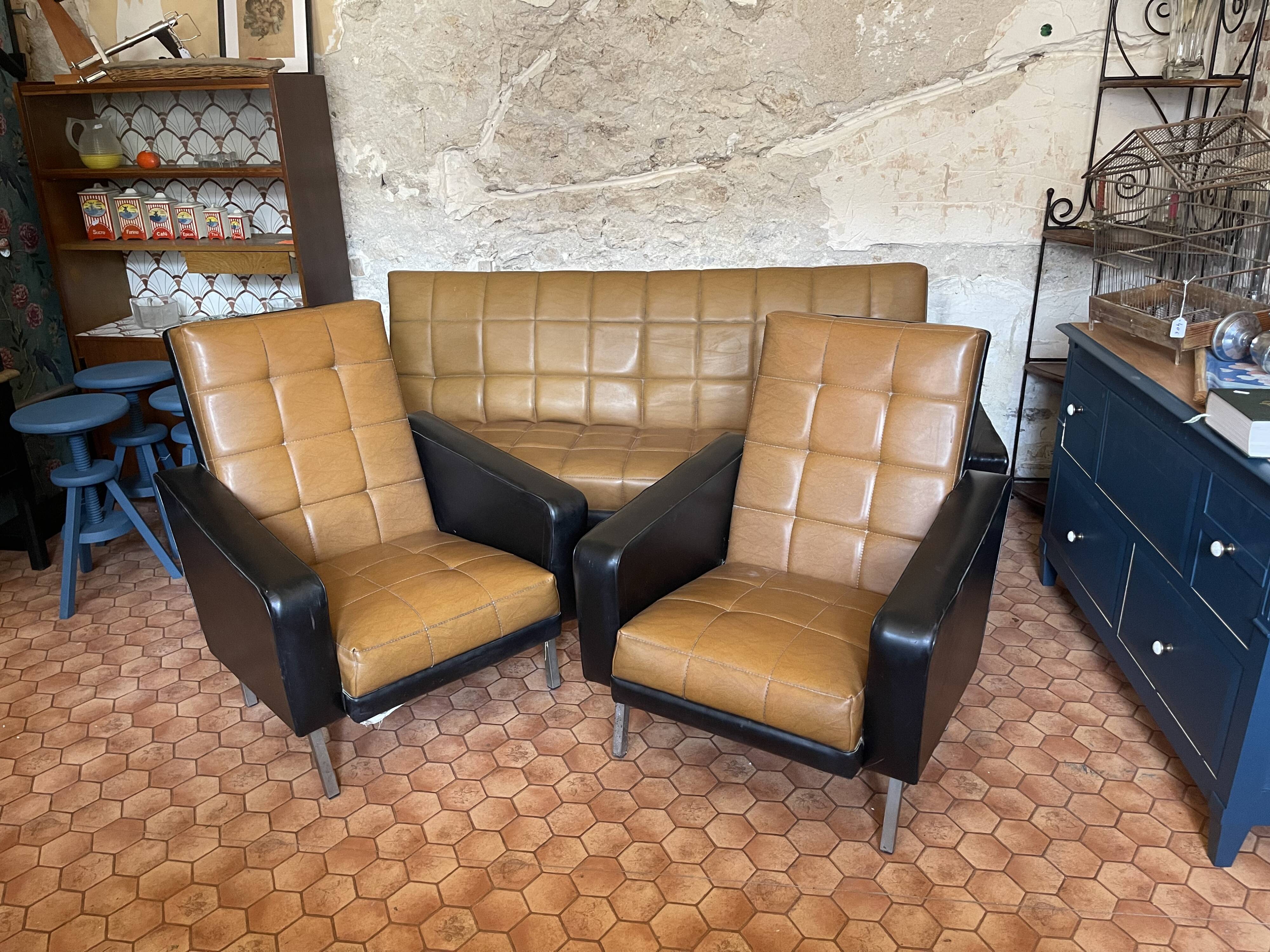 Sofa and two vintage armchairs