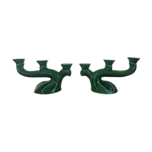 Paire de bougeoirs art