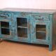Antique Burmese teak sideboard with original blue patina.