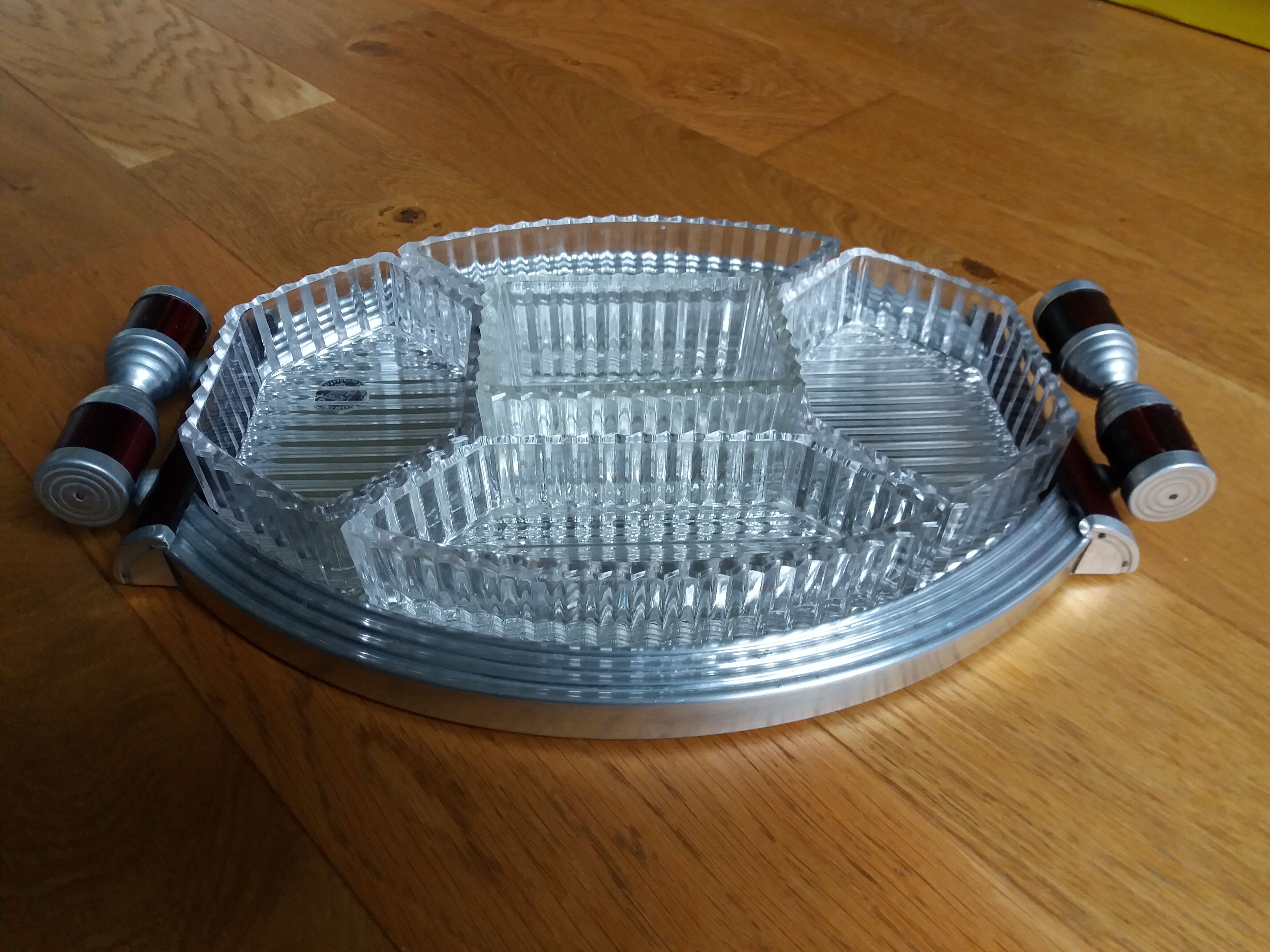 Durinox art deco mirror aperitif tray