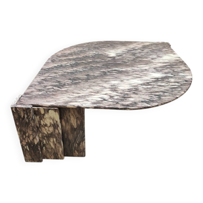 Table basse en marbre au design vintage des années 50 Roche Bobois rose