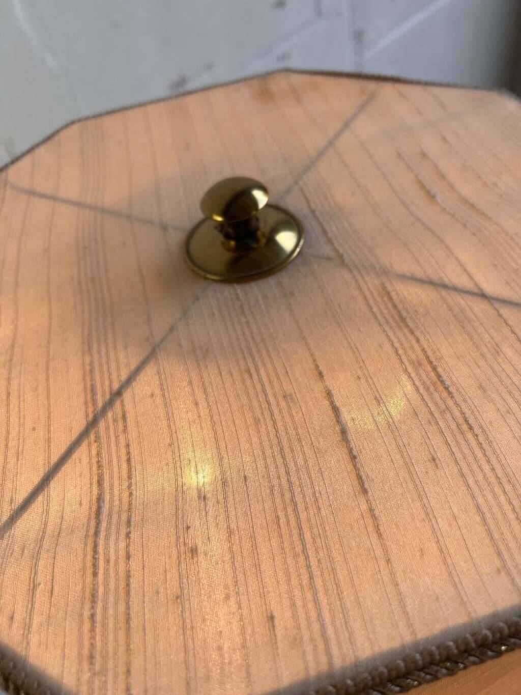 Floor lamp with teak base