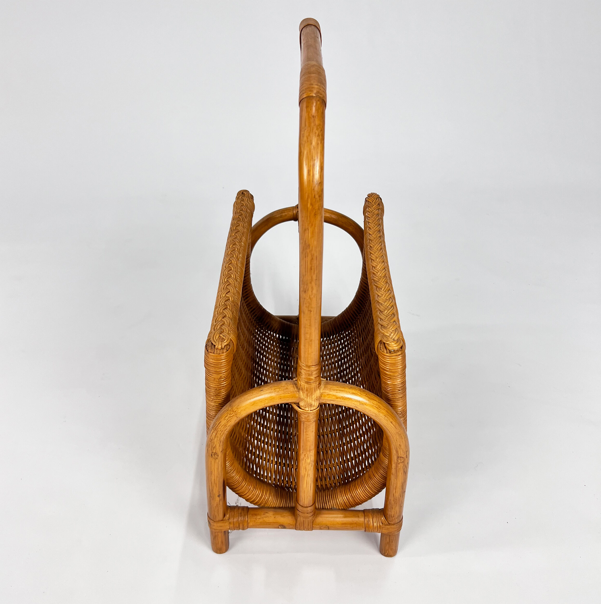 Rattan and Bamboo Magazine Rack, 1970s