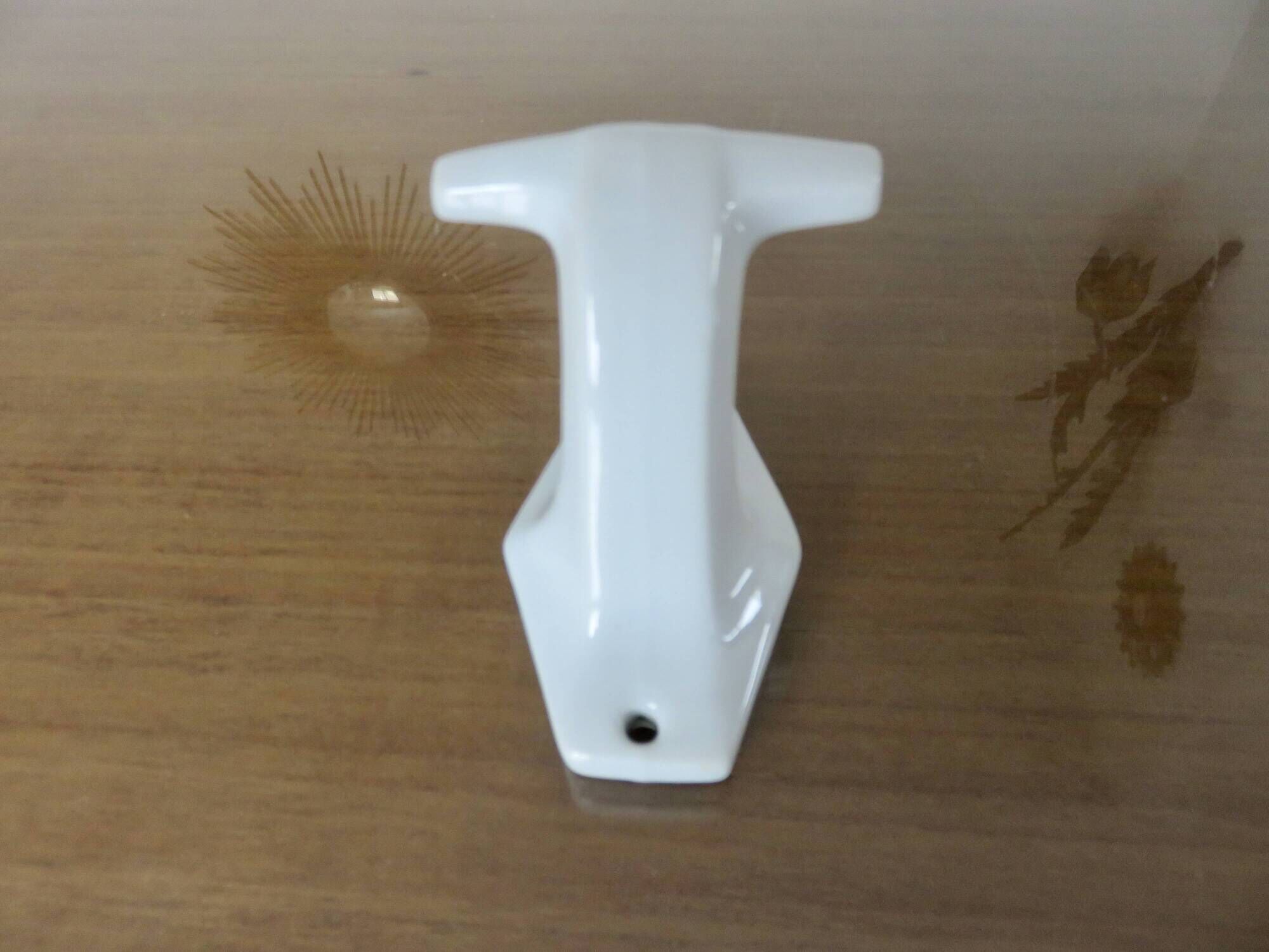 Art Deco white porcelain coat hook 1930s 40s
