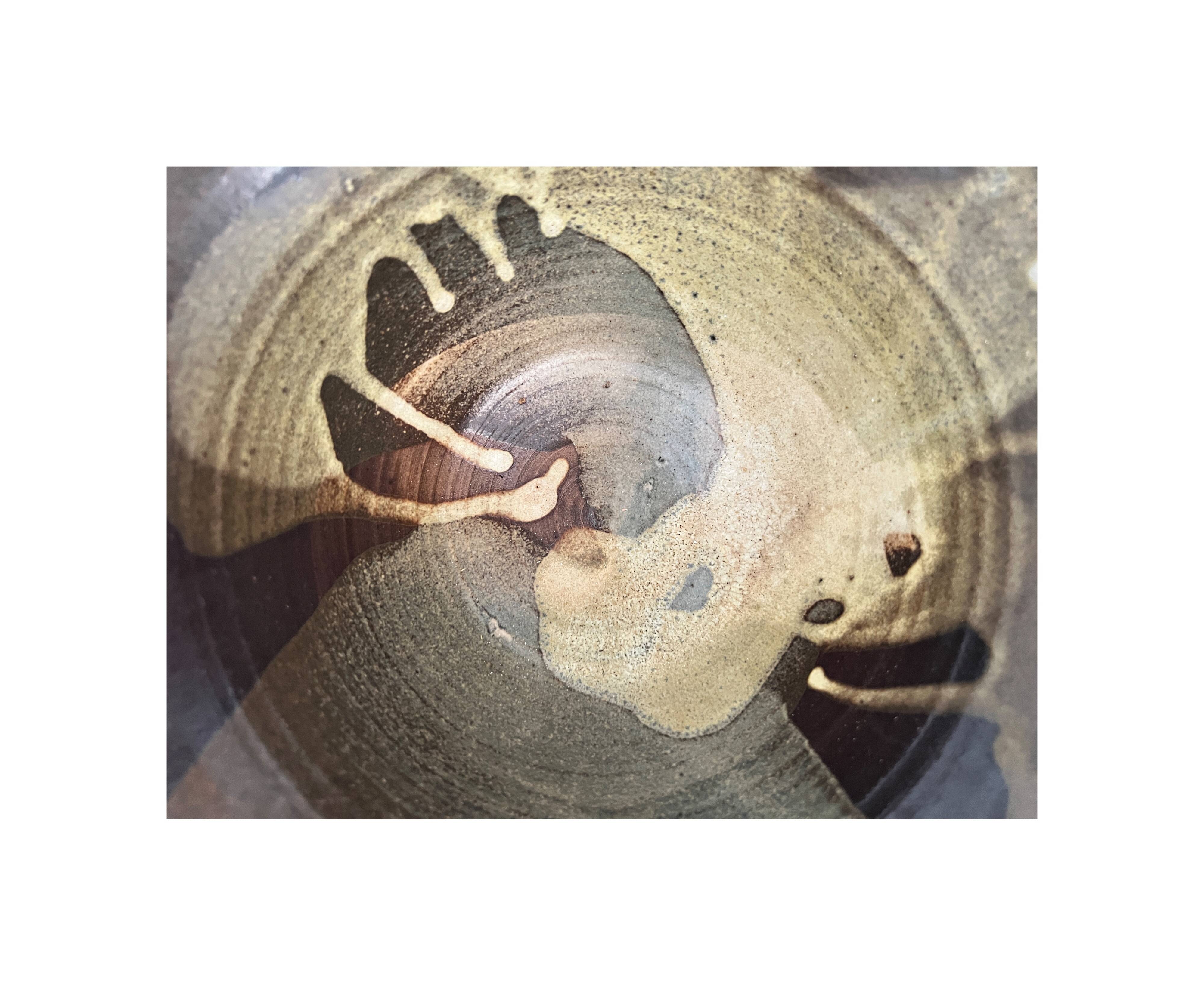 Japanese-style salad bowl / empty pocket, fine ceramic, handmade and signed