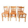 Ensemble de 6 chaises bistrot en bois blond luterma 1950