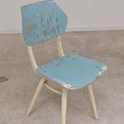Set of 2 Czechoslovak chairs TON Bystrice Thonet White and Blue