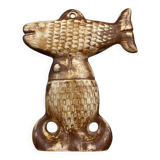 Decorative fish holder in studio pottery by Haico Nitzsche for Søholm, 1960s.