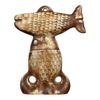 Decorative fish holder in studio pottery by Haico Nitzsche for Søholm, 1960s.