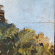 Oil on double-sided panel with geese, signed Robert, dated 1930.