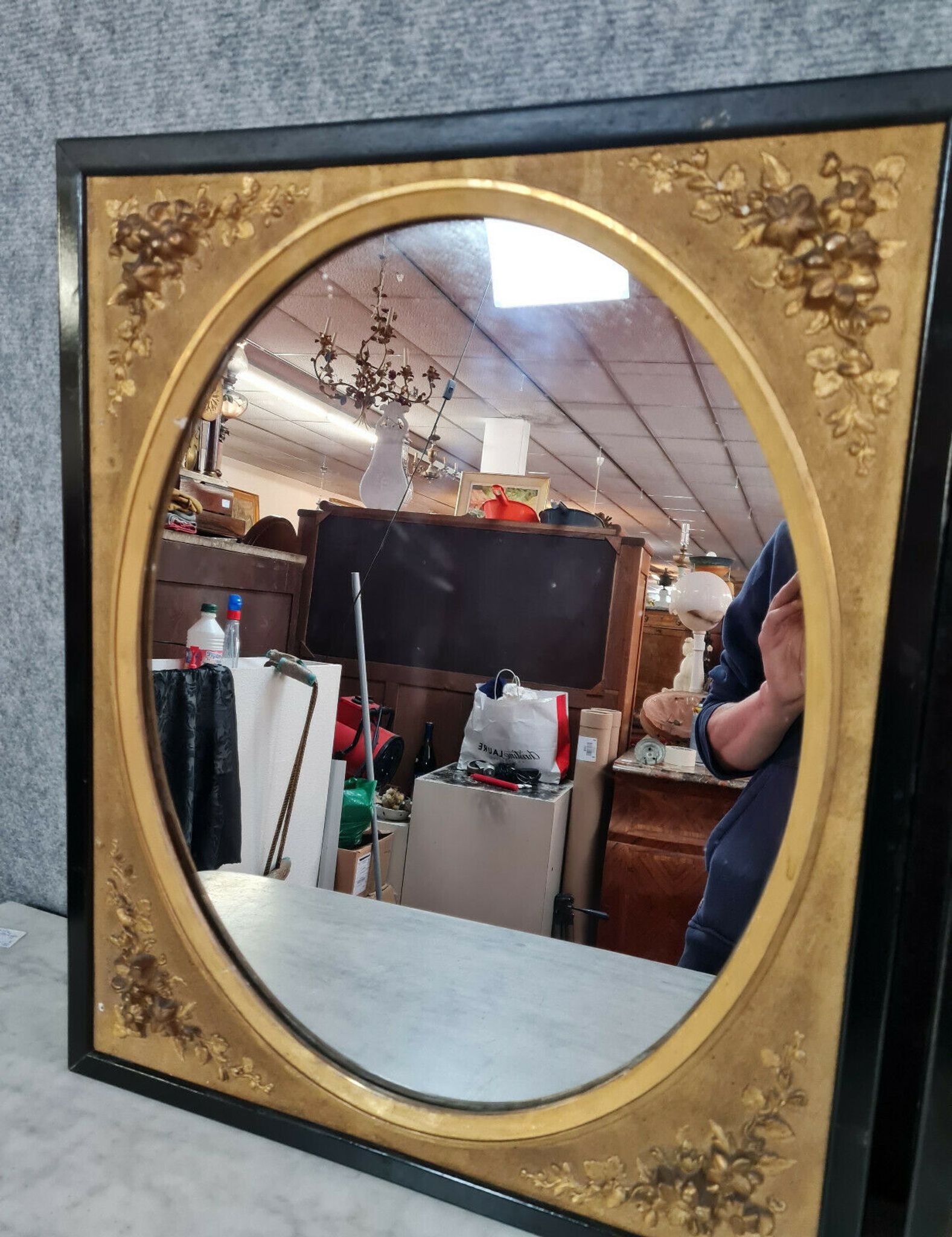 Pair of mirrors in gilded and lacquered wood Napoleon III period around 1880-1900
