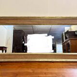 Rectangular mirror in natural wood and gilded wood
