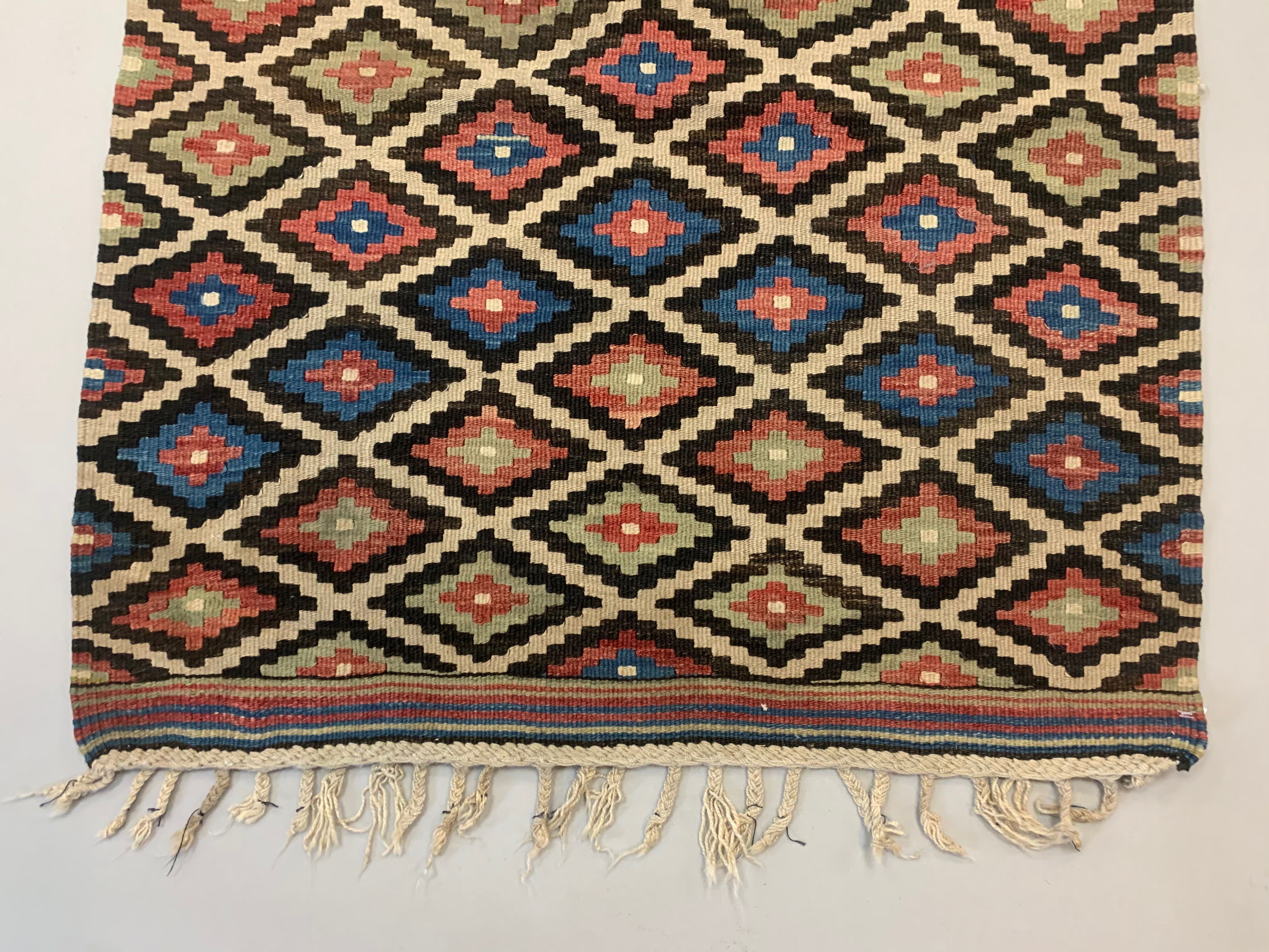 Old Turkish Kilim Runner 193x88 cm, shabby chic, vintage, wool kelim, Antique