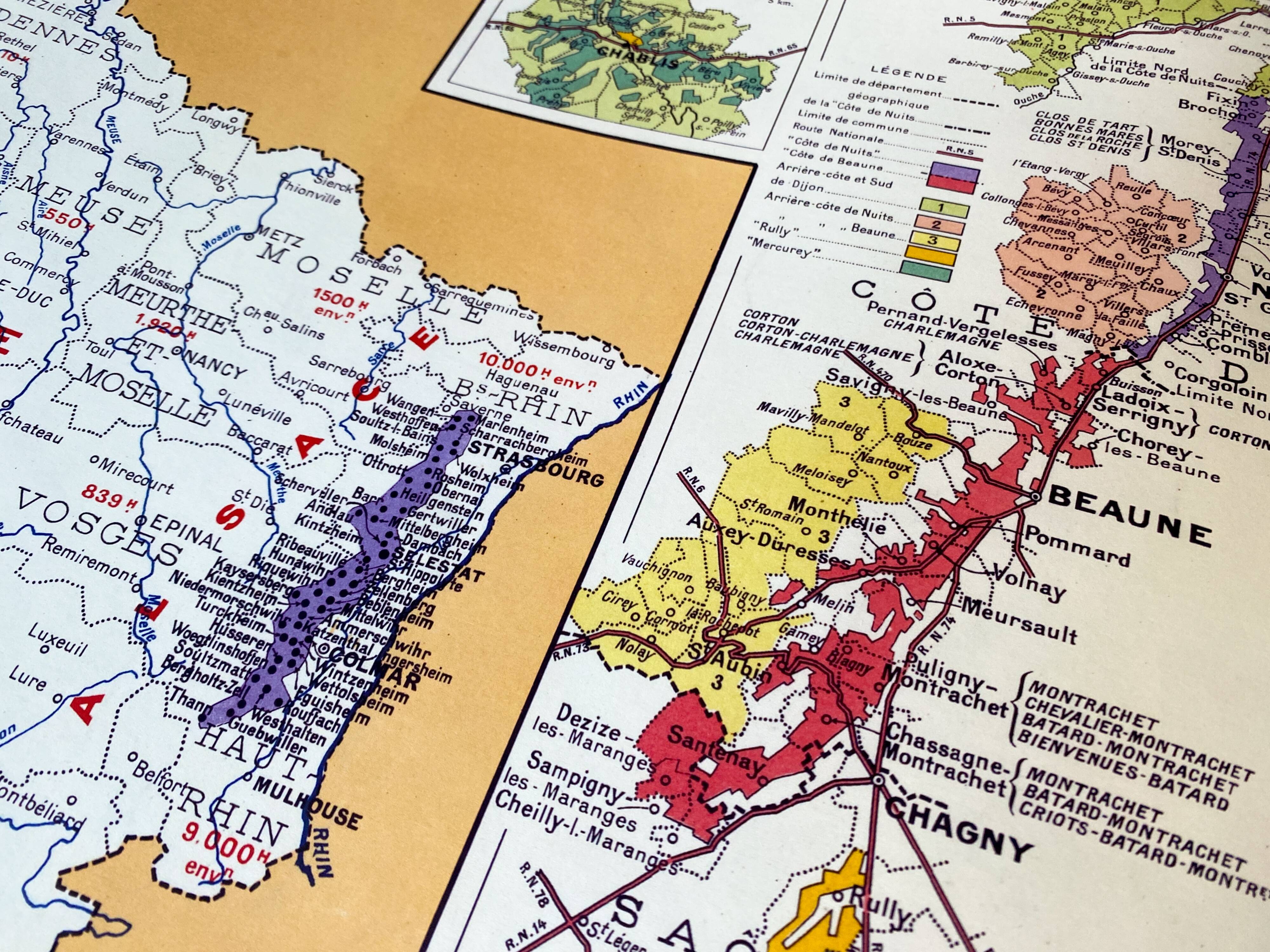 Carte de la France vinicole en 1949