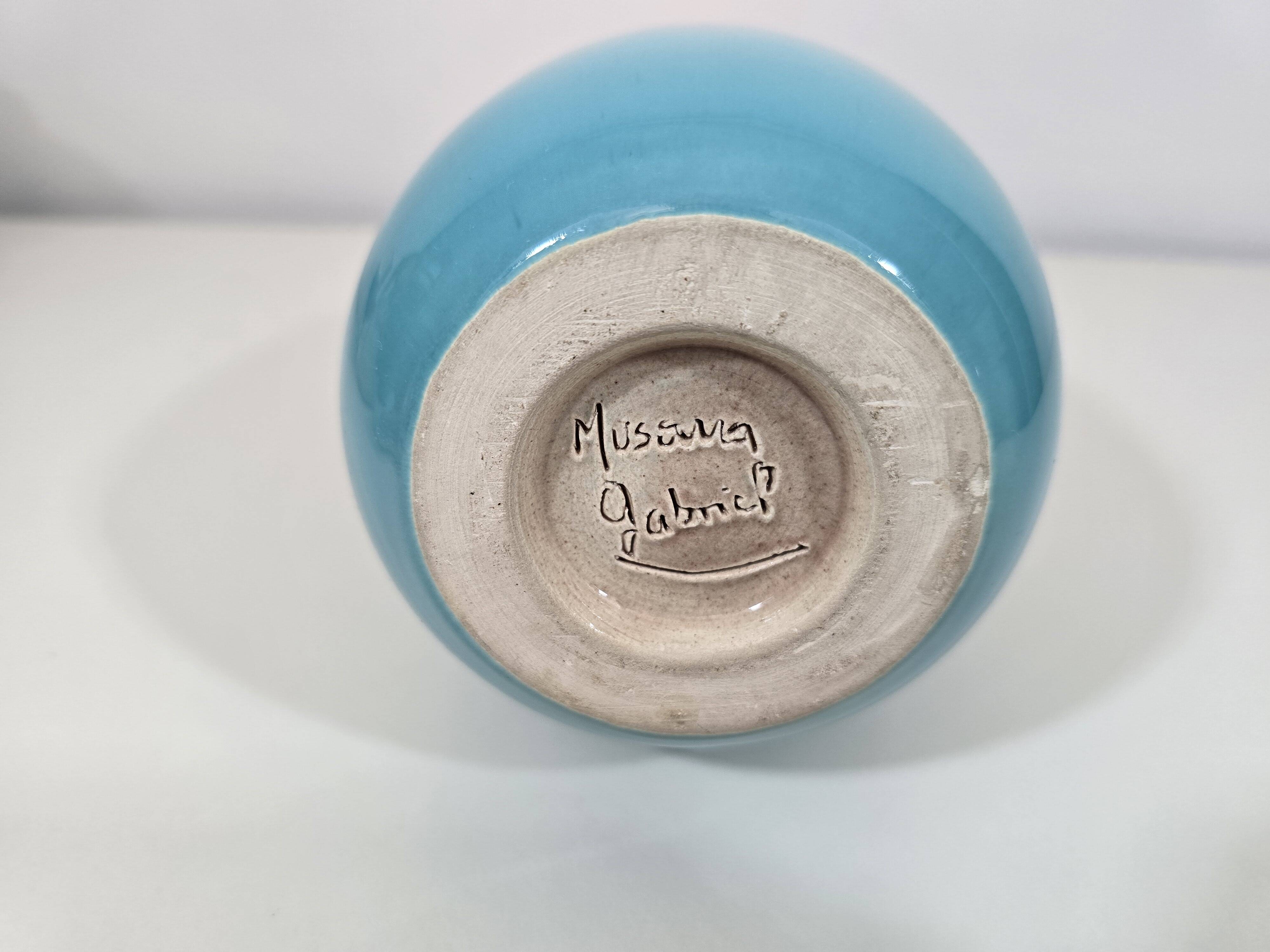 Blue gradient ceramic vase by Gabriel Musarra – Vallauris, 1970