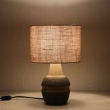 Handmade Søholm / Einar Johansen ceramic table lamp with jute lampshade / Mid-century Danish modern design / 1960s / 1970s