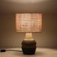 Handmade Søholm / Einar Johansen ceramic table lamp with jute lampshade / Mid-century Danish modern design / 1960s / 1970s