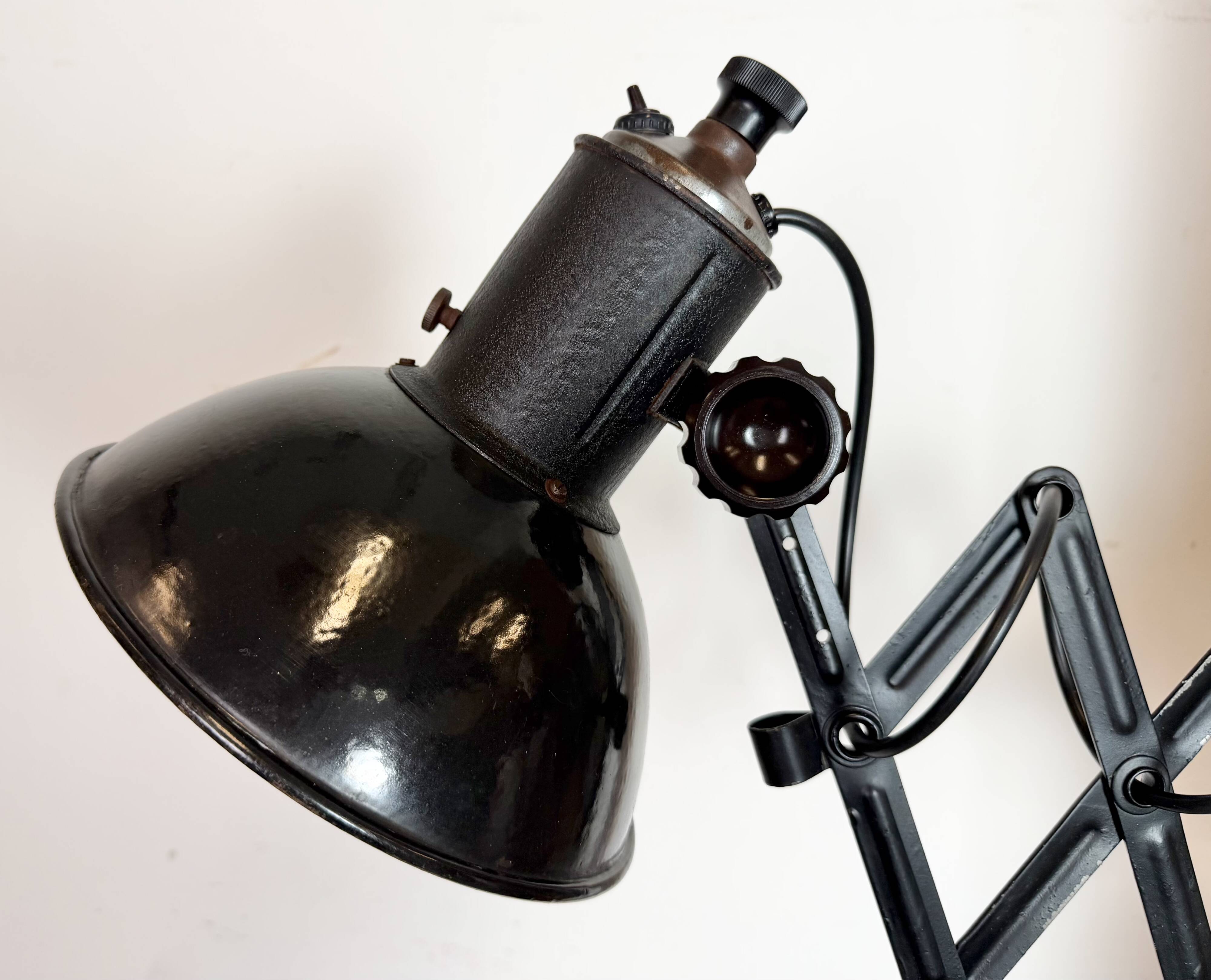 Industrial Black Enamel Scissor Wall Lamp, 1950s