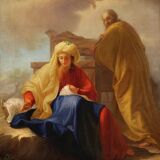 Antique Italian painting from the 18th century, Saint Joseph and the Virgin