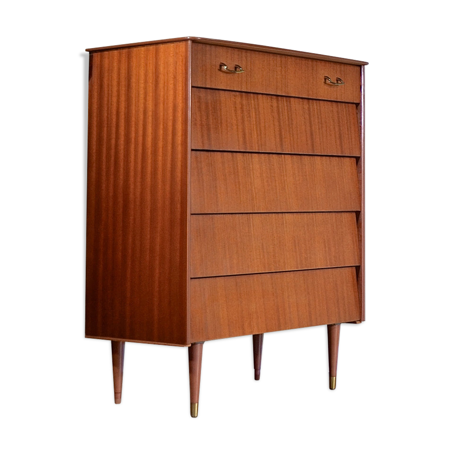Commode en teck et laiton