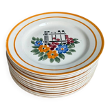 17 assiettes fleuries HBCM, milieu XXème