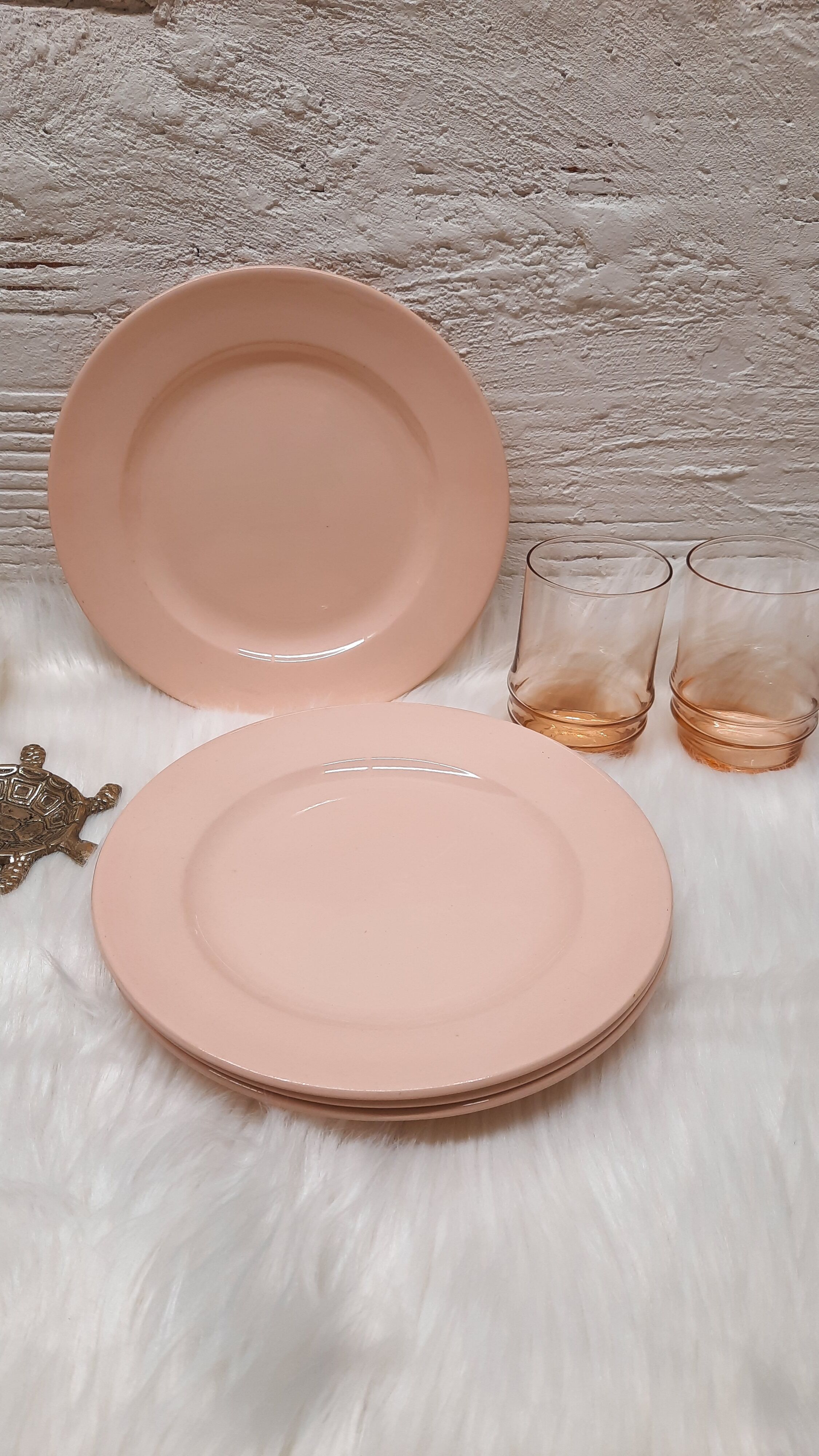 Set 6 hollow plates powder pink