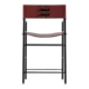Contemporary classic bar stool with cognac leather backrest and black rubber metal.
