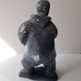 Inuit Art Soapstone Sculpture Eskimo Hunter/Fisherman Signed. 1960s
