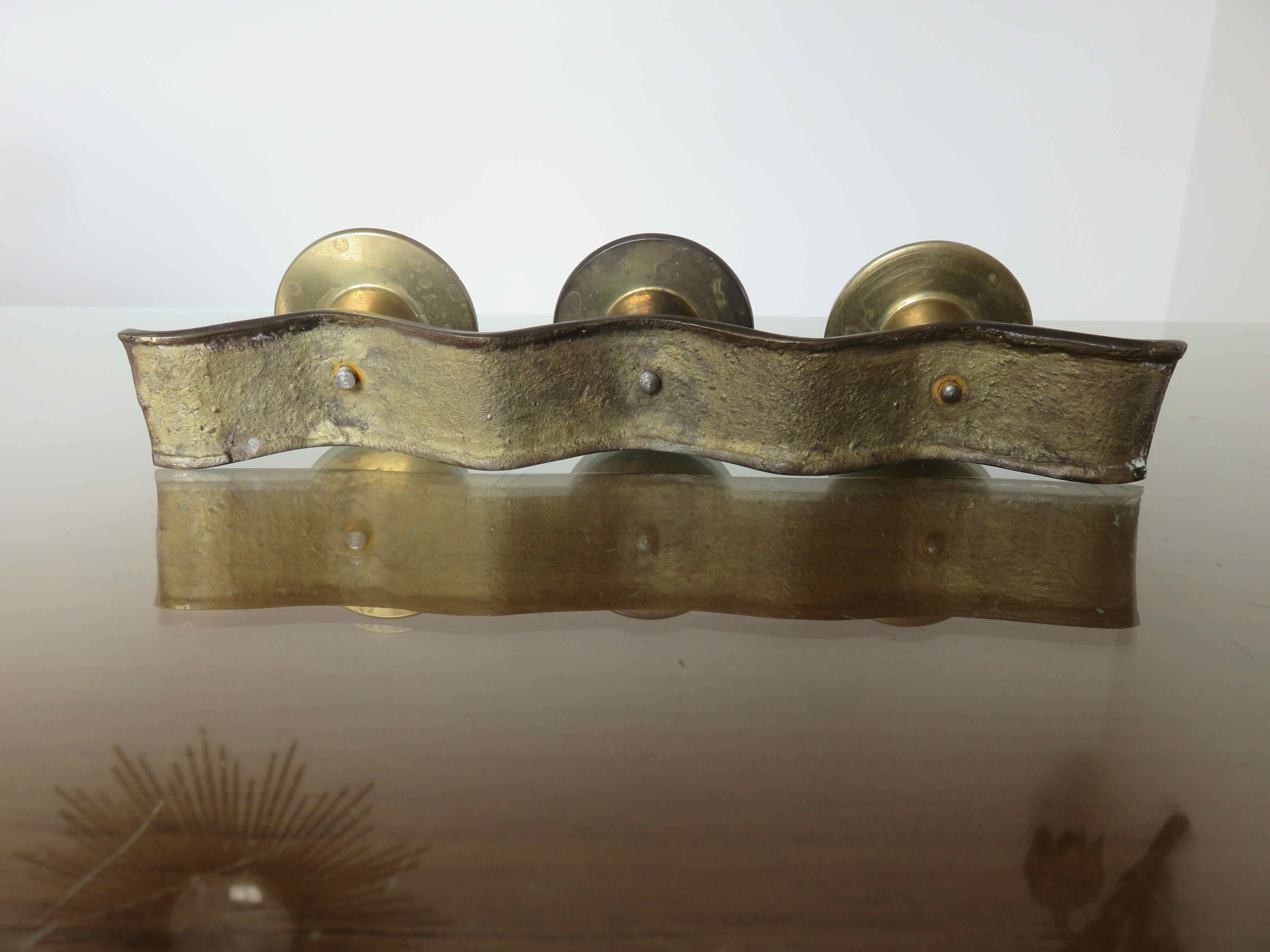 Candle holder "wave-shaped" in brass 60s 70s