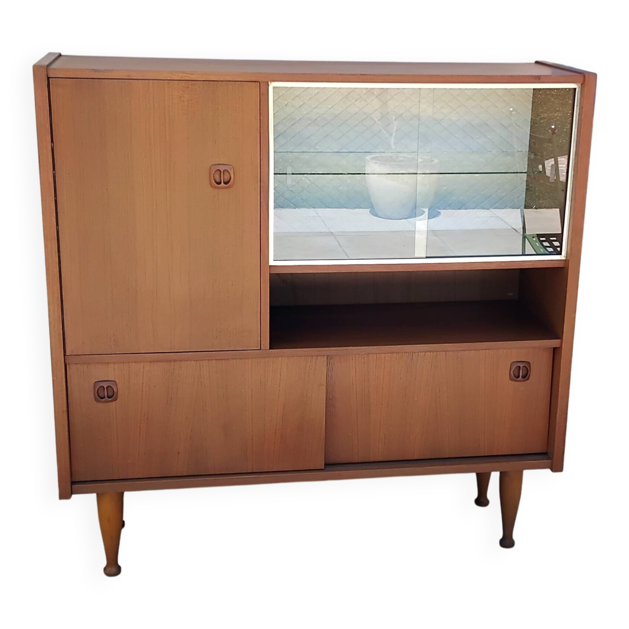 Scandinavian vintage teak display cabinet
