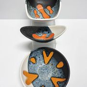 Rare set of three Elchinger Atelier ceramic bowls. France, 1950.