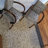 pair of Bridge armchairs, leopard fabric