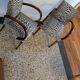 pair of Bridge armchairs, leopard fabric