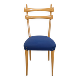Vintage Maple Dining Chairs with Ultramarine Blue Fabric, 1950s, Set of 5