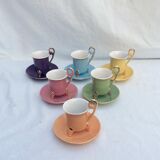 6 cups and 6 porcelain saucers by Genevieve Lethu size: diameter -6cm-