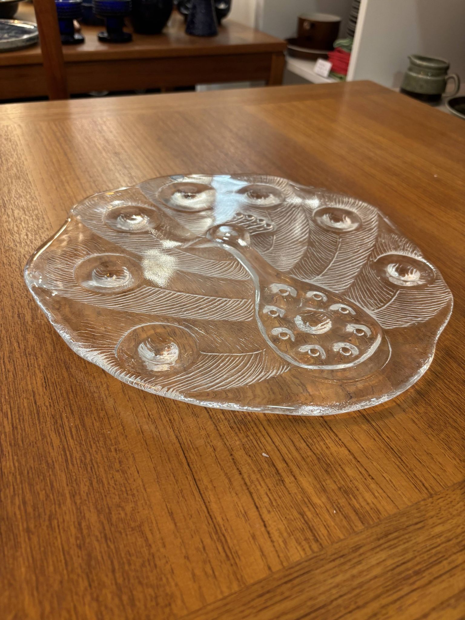 Plateau à Fromage, Peakcock, cristal, Lars Hellsten, Orrefors, Suède, 1970
