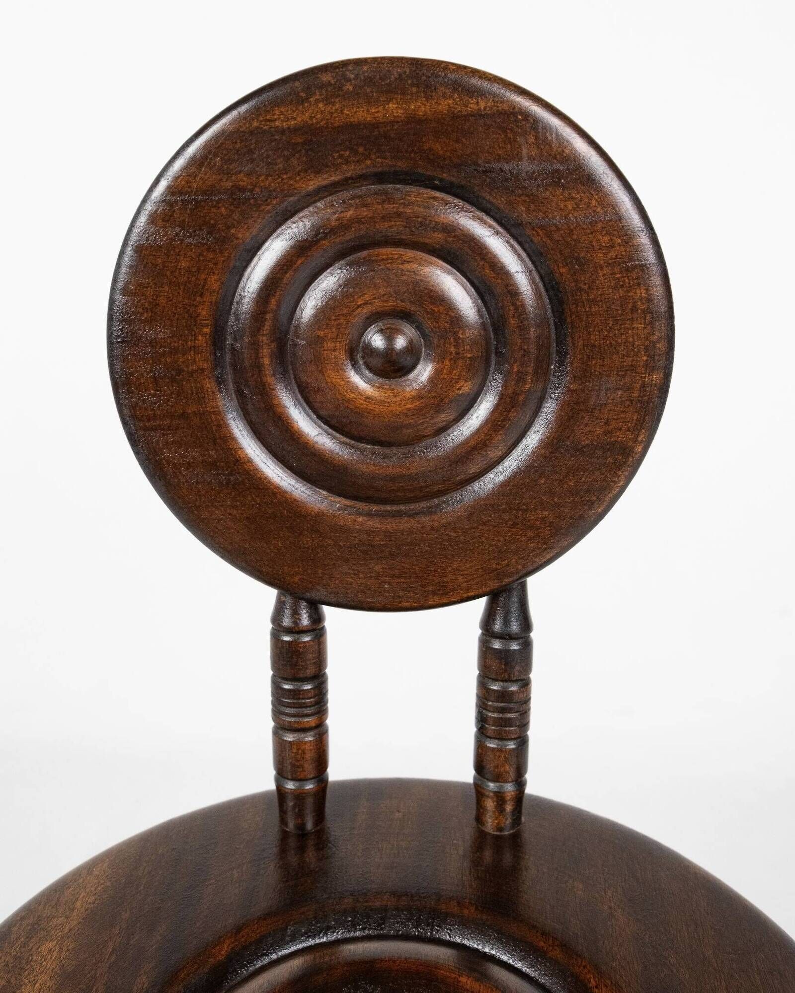 Low chair and turned wooden stool, Dudouyt style, France, 1940s